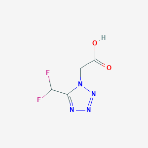 Chemical structure of 2-[5-(difluoromethyl)-1H-1,2,3,4-tetrazol-1-yl]acetic acid