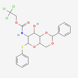 Chemical structure of 2,2,2-Trichloroethyl [(2R,4aR,6S,7R,8R,8aS)-8-Hydroxy-2-phenyl-6-(phenylthio)hexahydropyrano[3,2-d][1,3]dioxin-7-yl]carbamate