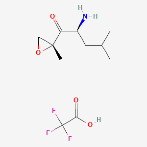 Chemical structure of 1-Pentanone, 2-amino-4-methyl-1-((2R)-2-methyl-2-oxiranyl)-, (2S)-, 2,2,2-trifluoroacetate (1:1)