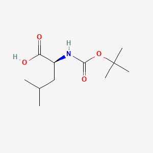 Chemical structure of L-Leucine, N-((1,1-dimethylethoxy)carbonyl)-