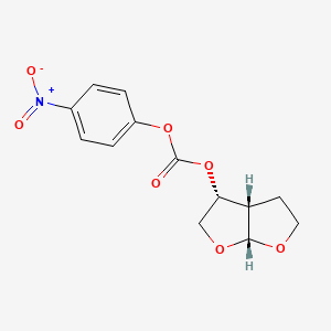 Chemical structure of (3R,3alphaS,6alphaR)-Hexahydrofuro(2,3-beta)furan-3-yl-4-nitrophenyl carbonate