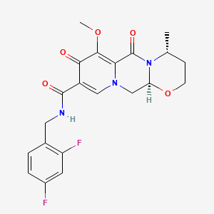 Chemical structure of (4R,12AS)-N-[(2,4-Difluorophenyl)methyl]-3,4,6,8,12,12A-hexahydro-7-methoxy-4-methyl-6,8-dioxo-2H-pyrido[1',2':4,5]pyrazino[2,1-B][1,3]oxazine-9-carboxamide