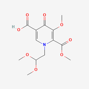 Chemical structure of 1-(2,2-Dimethoxyethyl)-5-methoxy-6-(methoxycarbonyl)-4-oxo-1,4-dihydropyridine-3-carboxylic acid