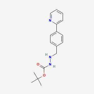 Chemical structure of tert-Butyl 2-(4-(pyridin-2-yl)benzyl)hydrazinecarboxylate