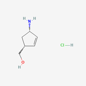 Chemical structure of ((1R,4S)-4-aminocyclopent-2-en-1-yl)methanol hydrochloride