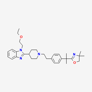 Chemical structure of 2-(1-(2-(4-(1-(4,5-Dihydro-4,4-dimethyl-2-oxazolyl)-1-methylethyl)phenyl)ethyl)-4-piperidinyl)-1-(2-ethoxyethyl)-1H-benzimidazole