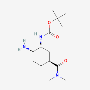 Chemical structure of 1,1-Dimethylethyl N-[(1R,2S,5S)-2-amino-5-[(dimethylamino)carbonyl]cyclohexyl]carbamate