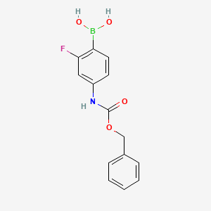 Chemical structure of 4-(Benzyloxycarbonylamino)-2-fluorophenylboronic acid