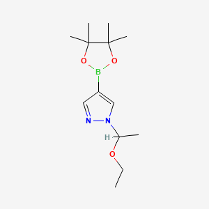 Chemical structure of 1-(1-Ethoxyethyl)-4-(4,4,5,5-tetramethyl-1,3,2-dioxaborolan-2-yl)-1H-pyrazole