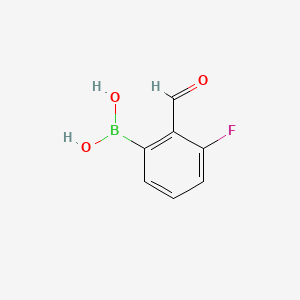 Chemical structure of 3-Fluoro-2-formylbenzeneboronic acid