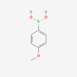 Chemical structure of (4-Methoxyphenyl)boronic acid
