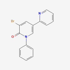 Chemical structure of 3-Bromo-1-phenyl-5-(pyridin-2-yl)-1,2-dihydropyridin-2-one