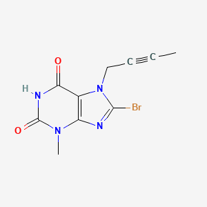Chemical structure of 8-Bromo-7-(2-butyn-1-yl)-3,7-dihydro-3-methyl-1H-purine-2,6-dione