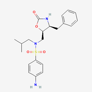 Chemical structure of (4S,5R)-4-Benzyl-5-[[(4-aminophenylsulfonyl)(2-methylpropyl)amino]methyl]-2-oxazolidinone