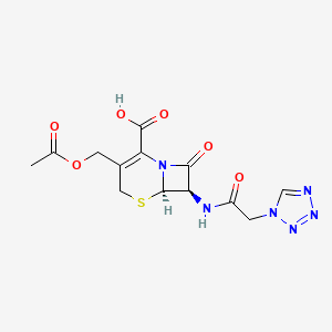 Chemical structure of (6R-trans)-3-(Acetoxymethyl)-8-oxo-7-(1H-tetrazol-1-ylacetamido)-5-thia-1-azabicyclo[4.2.0]oct-2-ene-2-carboxylic acid