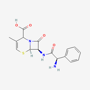 Chemical structure of (6R,7R)-7-[[(2R)-2-amino-2-phenylacetyl]amino]-3-methyl-8-oxo-5-thia-1-azabicyclo[4.2.0]oct-3-ene-2-carboxylic acid