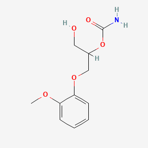 Chemical structure of [1-Hydroxy-3-(2-methoxyphenoxy)propan-2-yl] carbamate
