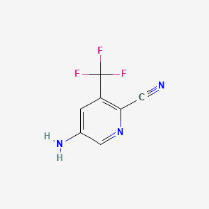 Chemical structure of 5-Amino-3-(trifluoromethyl)pyridine-2-carbonitrile