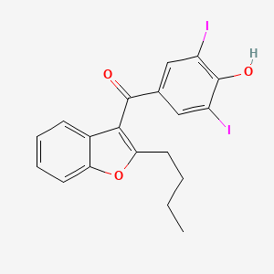 Chemical structure of (2-Butylbenzofuran-3-yl) (4-hydroxy-3,5-diiodophenyl) ketone