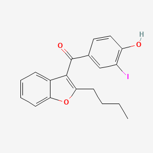 Chemical structure of (2-Butylbenzofuran-3-yl)(4-hydroxy-3-iodophenyl)methanone