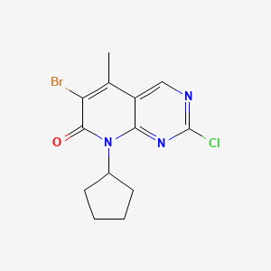 Chemical structure of 6-Bromo-2-chloro-8-cyclopentyl-5-methyl-8H-pyrido(2,3-d)pyrimidin-7-one