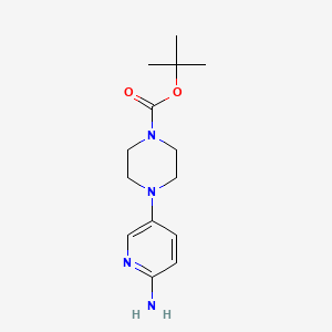 Chemical structure of tert-Butyl 4-(6-aminopyridin-3-yl)piperazine-1-carboxylate