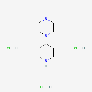 Chemical structure of 1-Methyl-4-(piperidin-4-yl)piperazine trihydrochloride