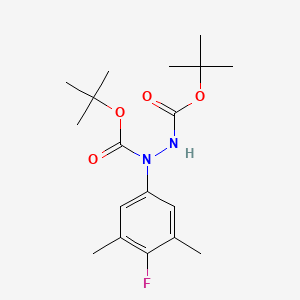 Chemical structure of Di-tert-butyl 1-(4-fluoro-3,5-dimethylphenyl)hydrazine-1,2-dicarboxylate