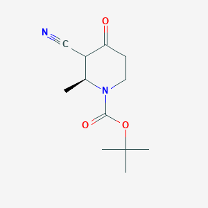 Chemical structure of (2S)-tert-Butyl 3-cyano-2-methyl-4-oxopiperidine-1-carboxylate