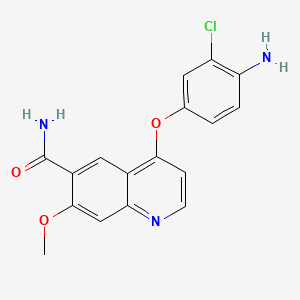 Chemical structure of 4-(4-Amino-3-chlorophenoxy)-7-methoxy-6-quinolinecarboxamide