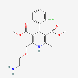Chemical structure of Dimethyl 2-((2-aminoethoxy)methyl)-4-(2-chlorophenyl)-6-methyl-1,4-dihydropyridine-3,5-dicarboxylate