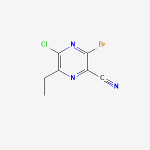 Chemical structure of 3-Bromo-5-chloro-6-ethylpyrazine-2-carbonitrile