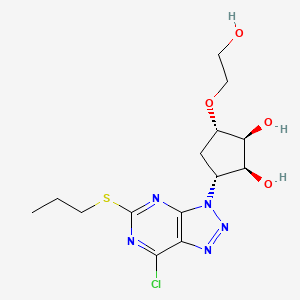 Chemical structure of (1S,2S,3R,5S)-3-(7-Chloro-5-(Propylthio)-3H-[1,2,3]Triazolo[4,5-d]Pyrimidin-3-Yl)-5-(2-Hydroxyethoxy)Cyclopentane-1,2-Diol