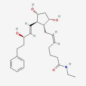 Chemical structure of 7-((1R,2R,3R,5S)-3,5-Dihydroxy-2-((1E,3R)-3-hydroxy-5-phenyl-1-penten-1-yl)cyclopentyl)-N-ethyl-5-heptenamide, (5Z)-