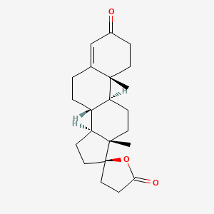 Chemical structure of Pregn-4-ene-21-carboxylic acid, 17-hydroxy-3-oxo-, gamma-lactone, (17alpha)-