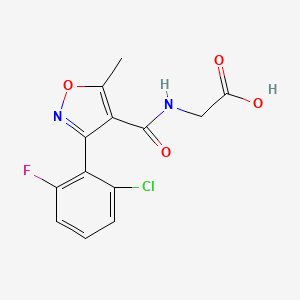 Chemical structure of 2-({[3-(2-Chloro-6-fluorophenyl)-5-methyl-4-isoxazolyl]carbonyl}amino)acetic acid