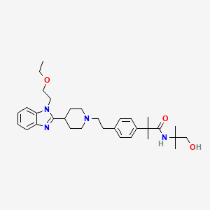 Chemical structure of 2-[4-(2-{4-[1-(2-ethoxyethyl)-1,3-benzodiazol-2-yl]piperidin-1-yl}ethyl)phenyl]-N-(1-hydroxy-2-methylpropan-2-yl)-2-methylpropanamide