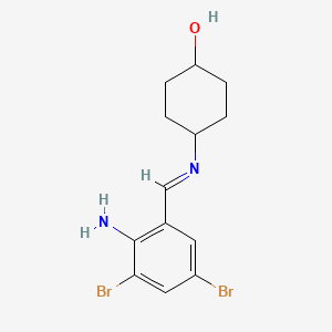 Chemical structure of trans-4-((2-Amino-3,5-dibromobenzylidene)amino)cyclohexanol