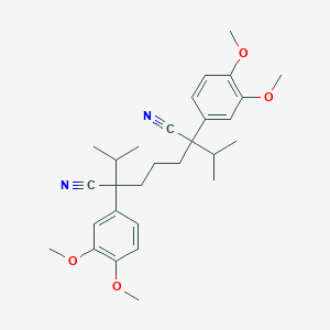 Chemical structure of 2,6-Bis(3,4-dimethoxyphenyl)-2,6-bis(1-methylethyl)-heptane-1,7-dinitrile