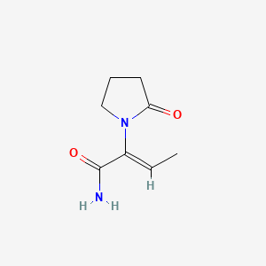 Chemical structure of 2-(2-Oxopyrrolidin-1-yl)but-2-enamide, (2Z)-
