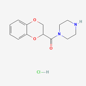 Chemical structure of 1-(1,4-Benzodioxan-2-ylcarbonyl)piperazine hydrochloride