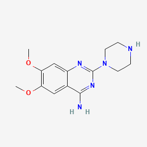 Chemical structure of 2-(1-Piperazinyl)-4-amino-6,7-dimethoxyquinazoline