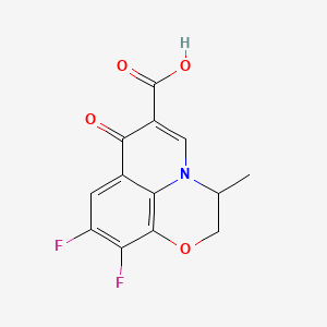 Chemical structure of 8,9-Difluoro-3-methyl-6-oxo-2,3-dihydro-6H-1-oxa-3a-aza-phenalene-5-carboxylic acid