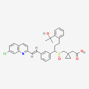 Chemical structure of 1-[[[(1R)-1-[3-[(1E)-2-(7-chloro-2-quinolinyl)ethenyl]phenyl]-3-[2-(1-hydroxy-1-methylethyl)phenyl]propyl]thio]methyl]-cyclopropaneacetic-acid-S-oxid