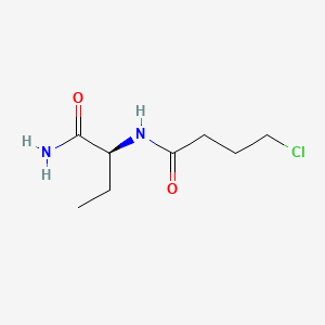 Chemical structure of N-(1-Amino-1-oxobutan-2-yl)-4-chlorobutanamide, (S)-