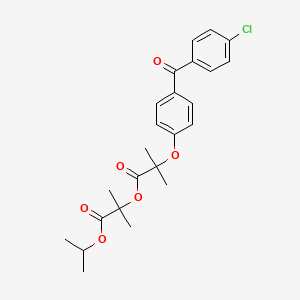 Chemical structure of 1,1-Dimethyl-2-(1-methylethoxy)-2-oxoethyl 2-(4-(4-chlorobenzoyl)phenoxy)-2-methylpropanoate