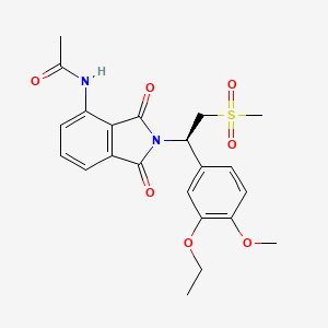 Chemical structure of (R)-N-(2-(1-(3-ethoxy-4-methoxyphenyl)-2-(methylsulfonyl)ethyl)-1,3-dioxoisoindolin-4-yl)acetamide