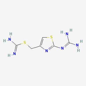 Chemical structure of (2-((Diaminomethylidene)amino)thiazol-4-yl)methyl carbamimidothioate