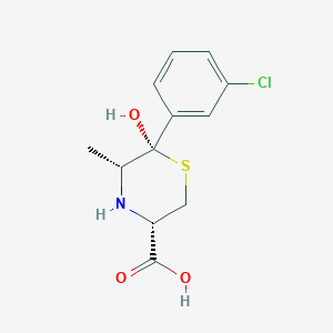 Chemical structure of (3S,5R,6R)-6-(3-chlorophenyl)-6-hydroxy-5-methylthiomorpholine-3-carboxylic acid