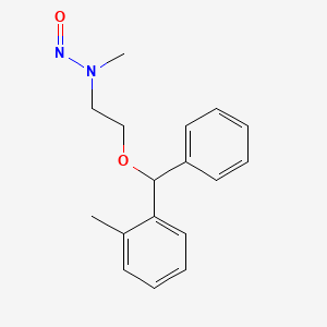 Chemical structure of N-Methyl-N-(2-(phenyl(o-tolyl)methoxy)ethyl)nitrous Amide; N-Nitroso N-Demethylorphenadrine; N-Nitroso N-Desmethylorphenadrine